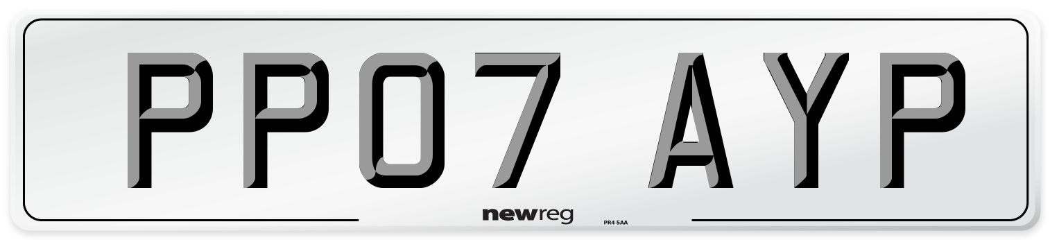 PP07 AYP Number Plate from New Reg